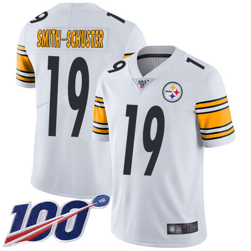 Men Pittsburgh Steelers Football 19 Limited White JuJu Smith Schuster Road 100th Season Vapor Untouchable Nike NFL Jersey